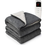 Heated Electric Throw 9h Timer 9 Heat Setting Shearling Fleece Blanket | King | Grey
