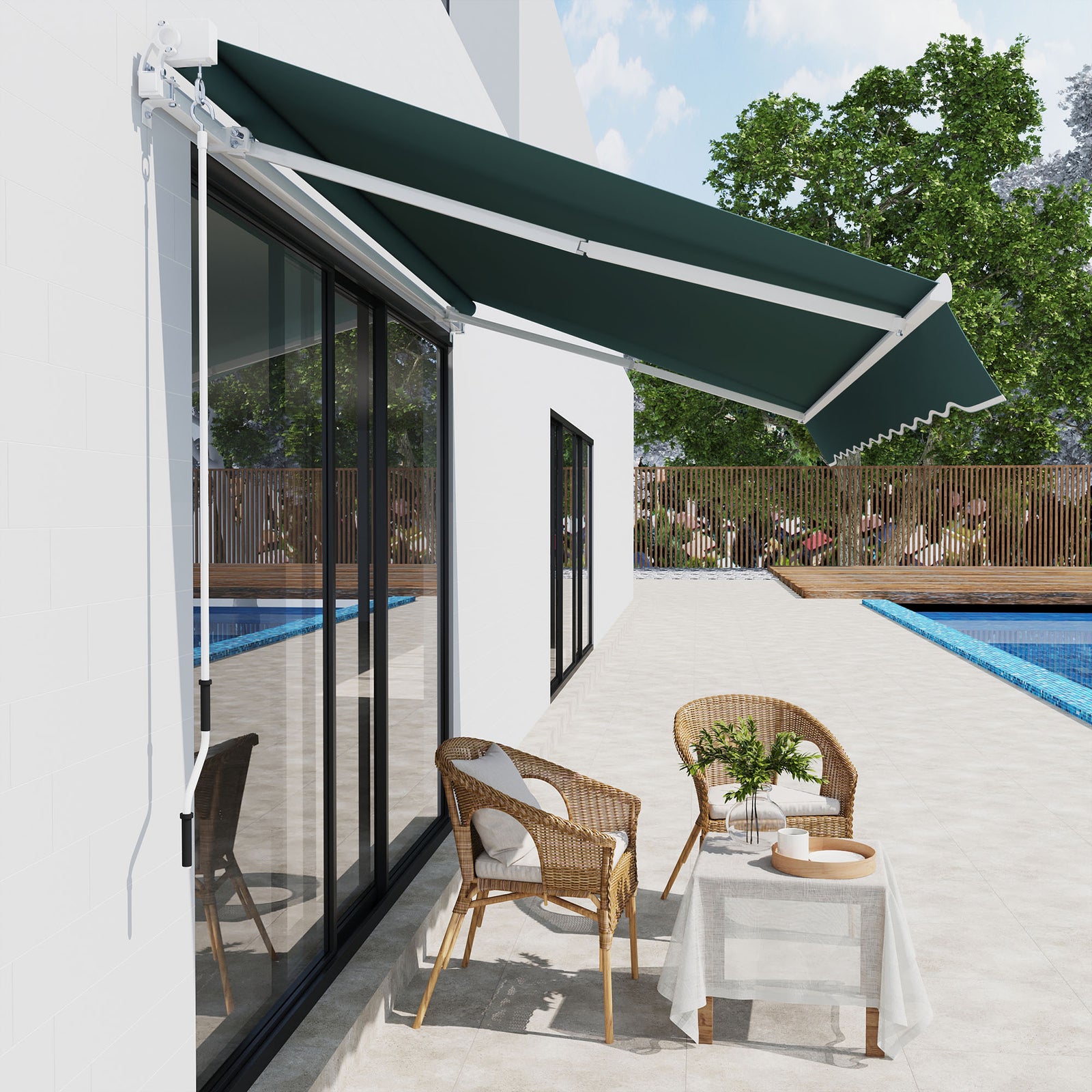 2.5x2m Garden Patio Manual Awning | Green