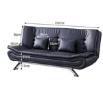 Pu Leather 2-seat Convertible Sofa Bed With Pillows