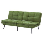 Modern Chenille Sofa Bed With Adjustable Split Backrest & Armrests, Convertible Sleeper Couch For Living Room Or Guest Room