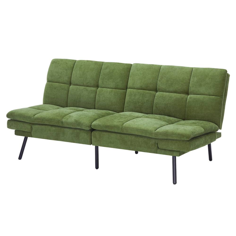 Modern Chenille Sofa Bed With Adjustable Split Backrest & Armrests, Convertible Sleeper Couch For Living Room Or Guest Room