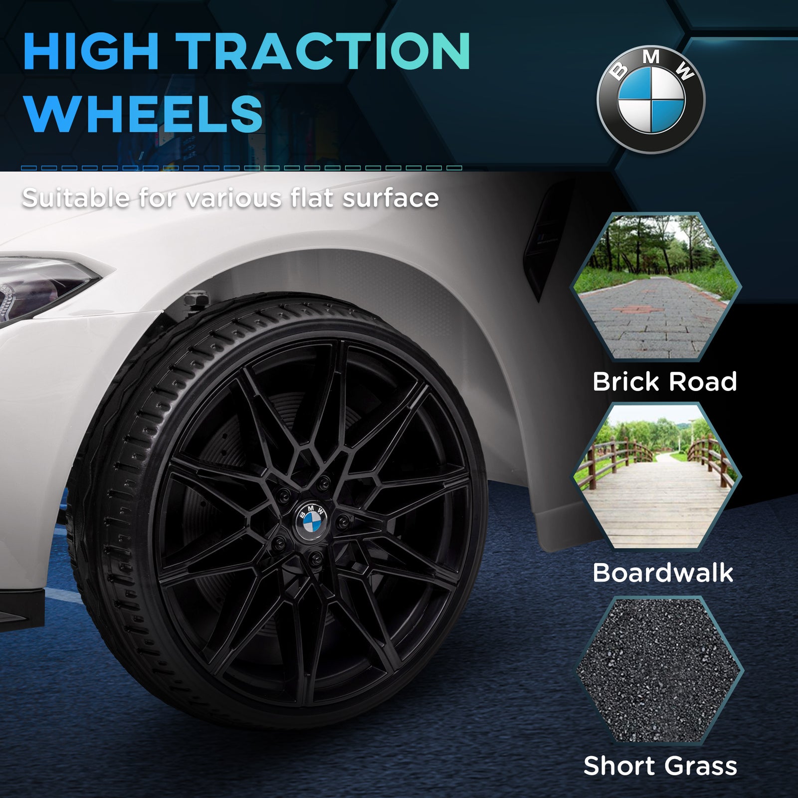 12v Bmw M4 Licensed Kids Electric Car W/ Remote, Suspension | White