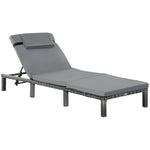 Rattan Reclining Sun Lounger With Cushion | Charcoal Gray