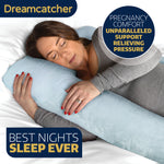 Pregnancy Pillow, U Shaped Shredded Memory Foam Maternity Cushion Machine Washable & Removable Velvet Cover | L | Blue