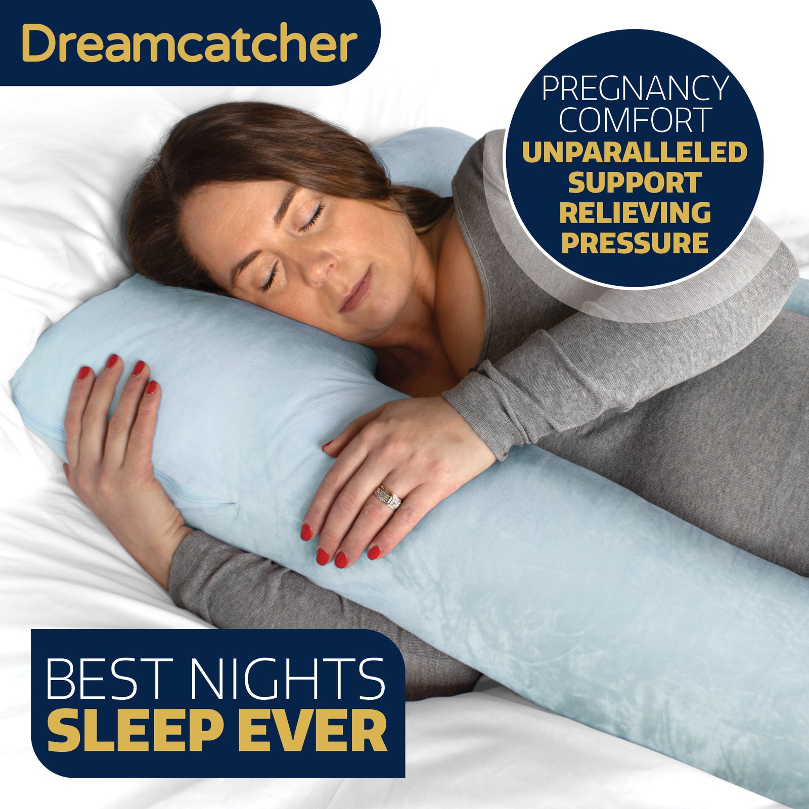 Pregnancy Pillow, U Shaped Shredded Memory Foam Maternity Cushion Machine Washable & Removable Velvet Cover | L | Blue