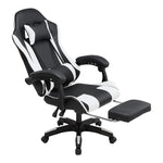 Rgonomic Gaming Chair With Adjustable Height & Backrest Office Computer Chair With Footrest And Pillow | Black & White