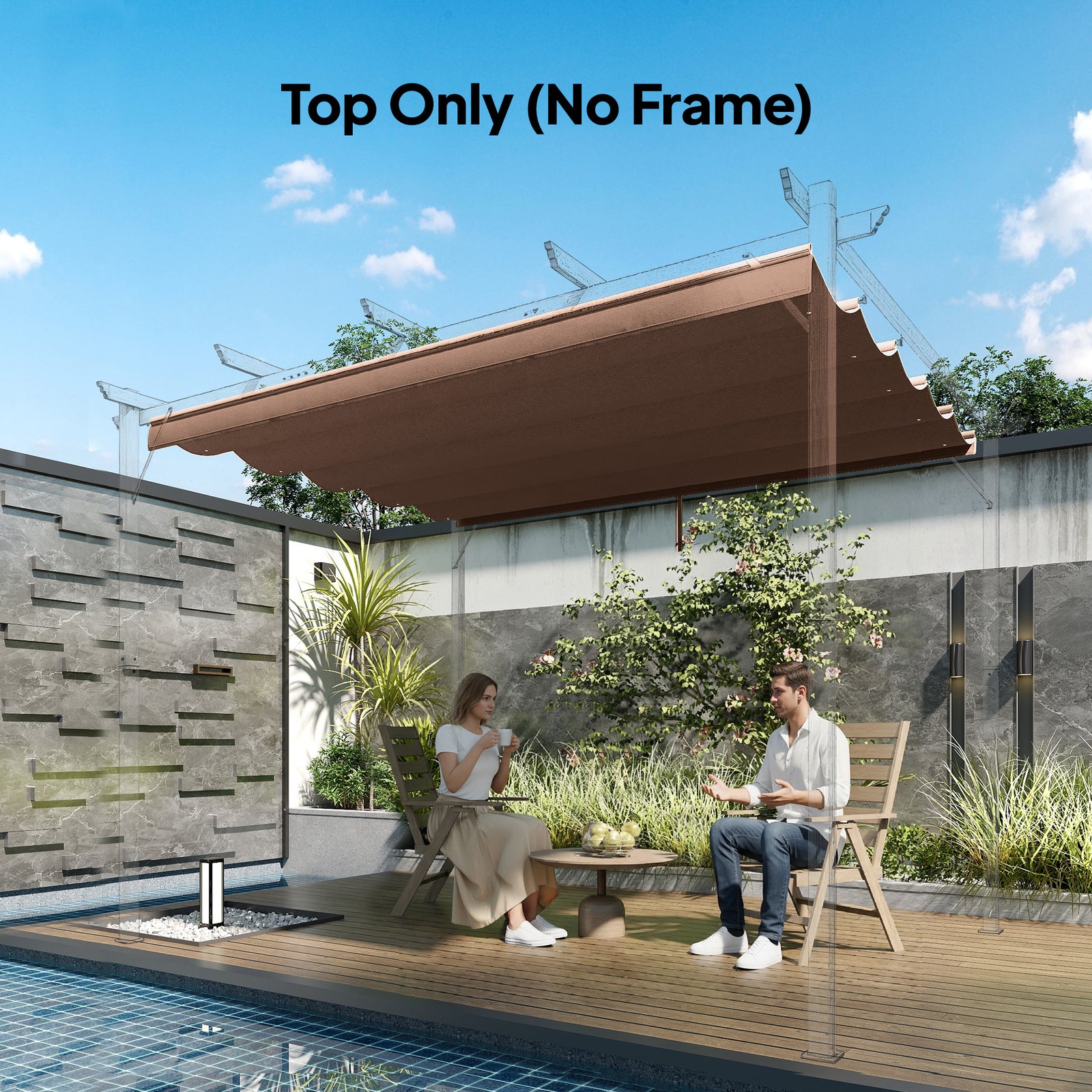 2.55x2.5m Pergola Cover Replacement For 3x3m Frame Brown
