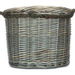 Wicker Rope Handled Antique Wash Round Log Basket | Medium | Brown