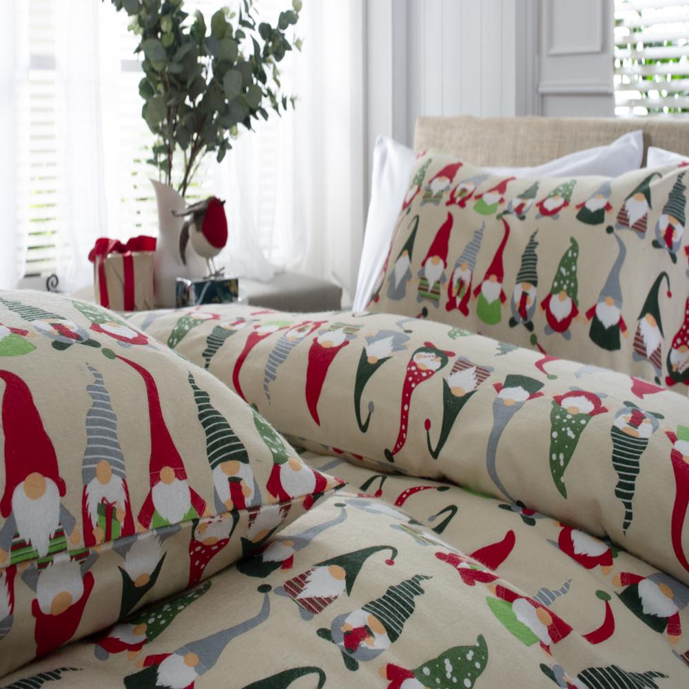 Gonks 100% Brushed  Cotton Duvet Cover Set | King | Ecru