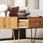 Coffee Table With Drawers And Steel Base