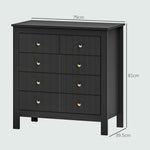 Fluted Bedroom Chest Of Drawers W/ 5 Drawers Gold Tone | One Size | Black