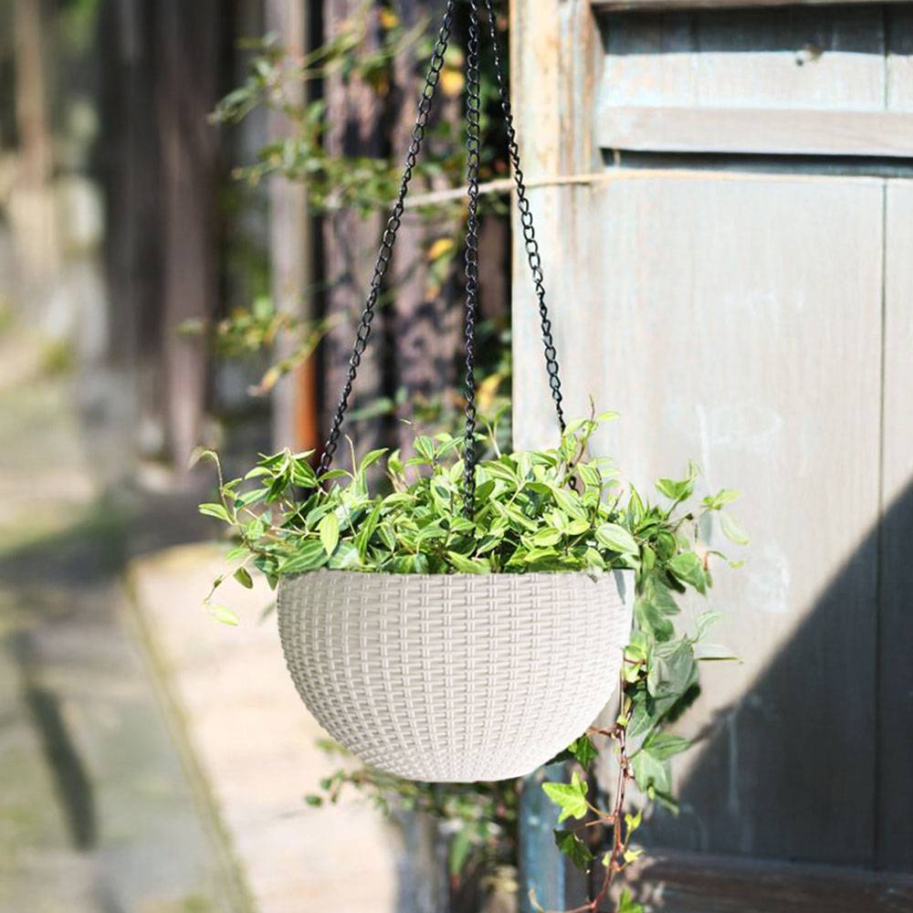 3pcs Black Hanging Flower Baskets – 16.5 Cm Plastic Planters For Home Decor | White