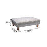 Buttoned Velvet Rectangular Ottoman Footstool With Gourd-shaped Legs