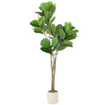 HOMCOM Artificial Fiddle Leaf Fig Tree, Realistic Fake Plant, Green