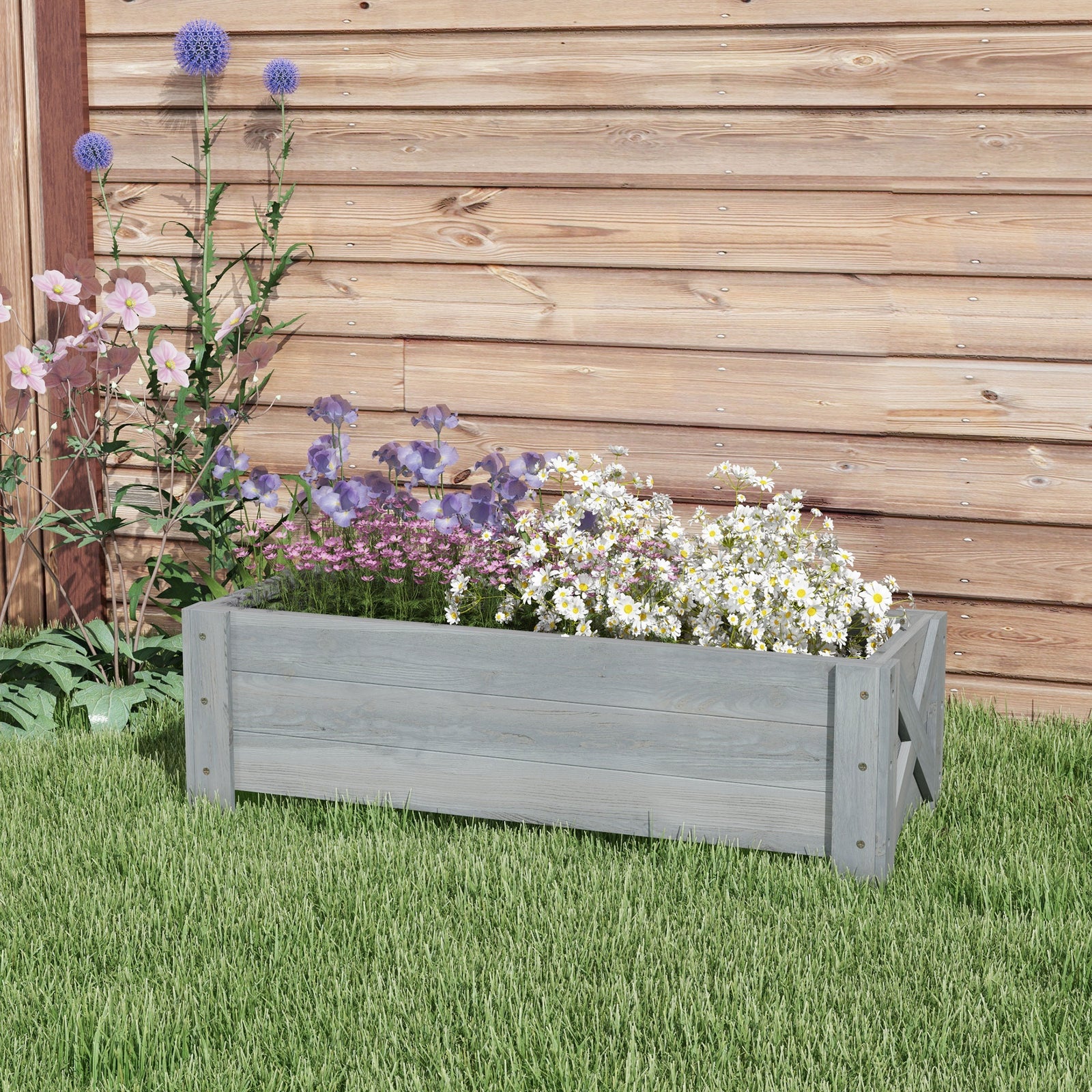 58l Raised Bed Planter, 100x36.5x36 Cm, Grey | Gray