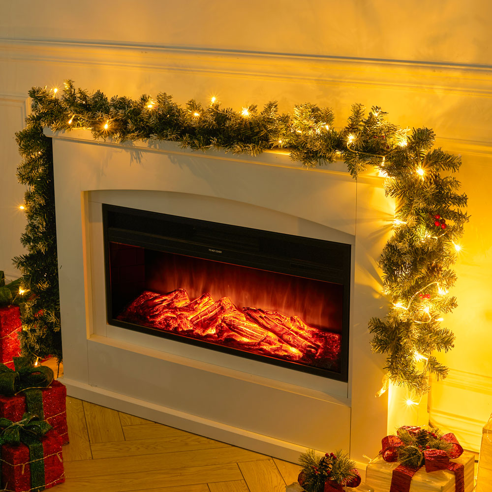 270cm Artificial Led Warm White Light Christmas Garland