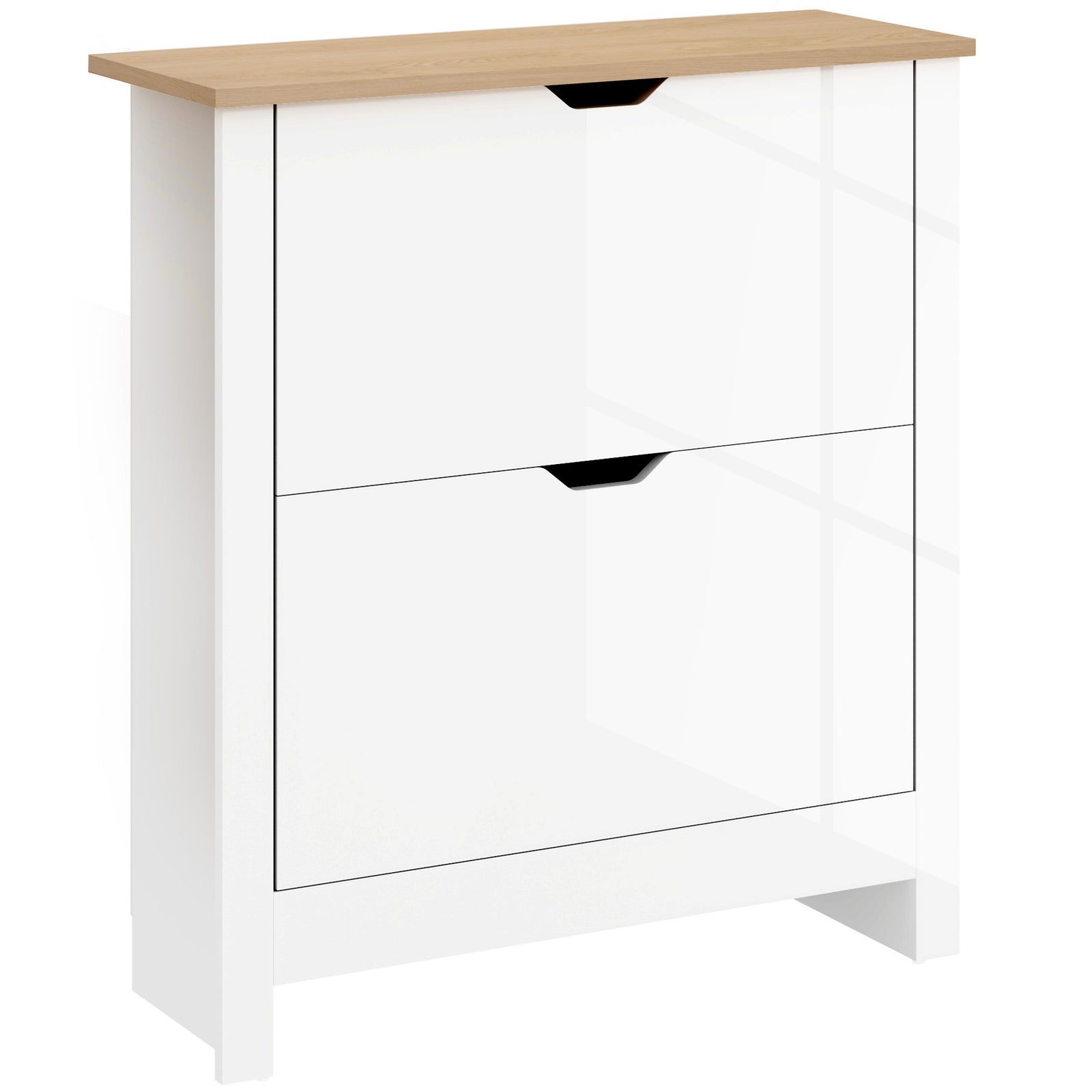 12-shoe Storage Cabinet 4 Shelves 2 Drawers Tabletop | White