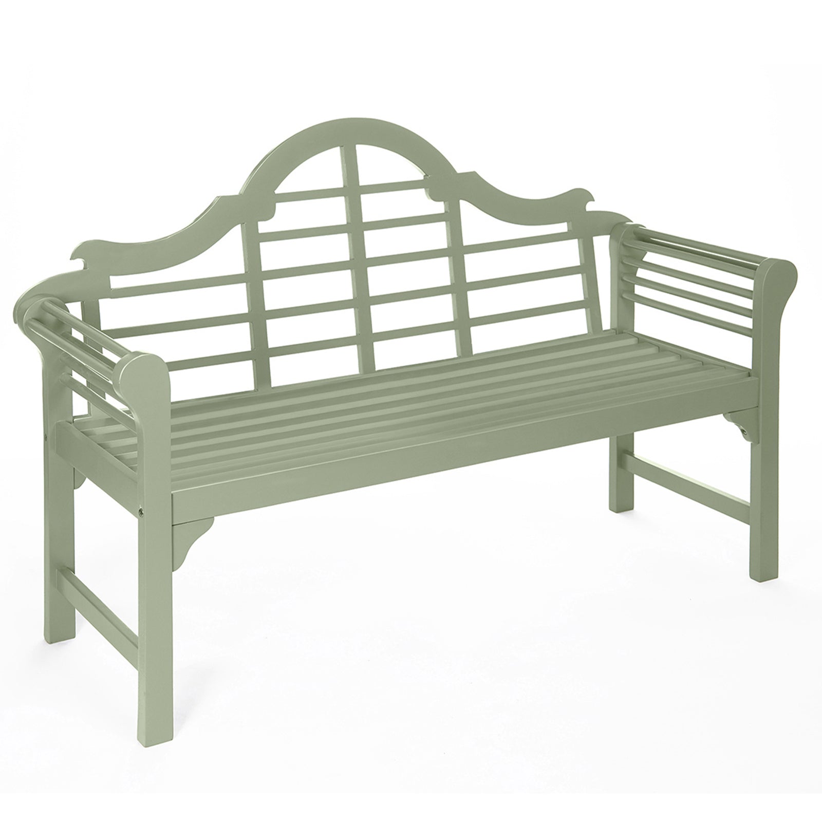 Lutyens Style Pu Painted Wooden Garden Bench | Sage Green
