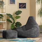 Dalton Cord Bean Bag Chair & Pouffe | Charcoal