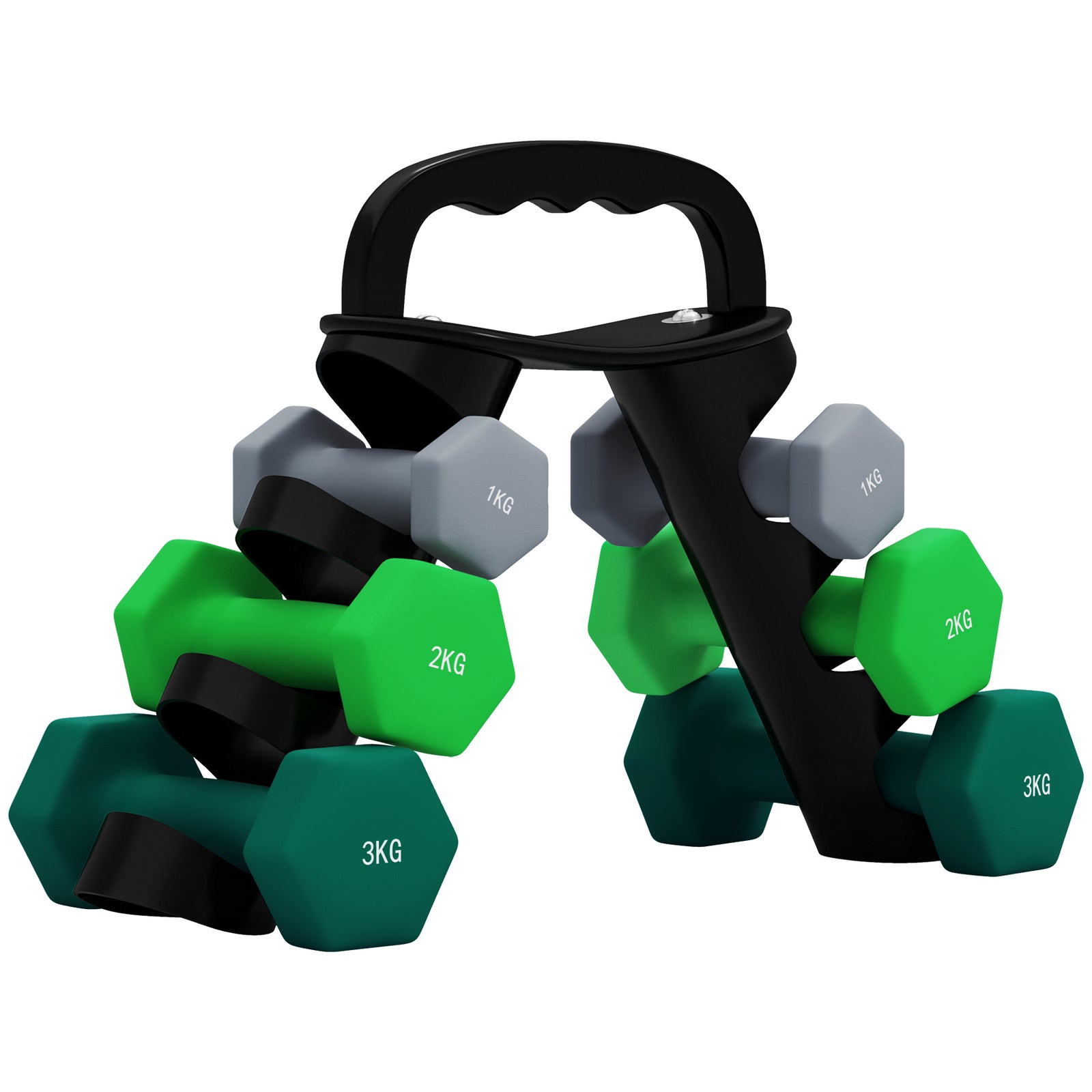 Dumbbells Set With Carry Rack, 6 Weights, For Home Gym | Medium