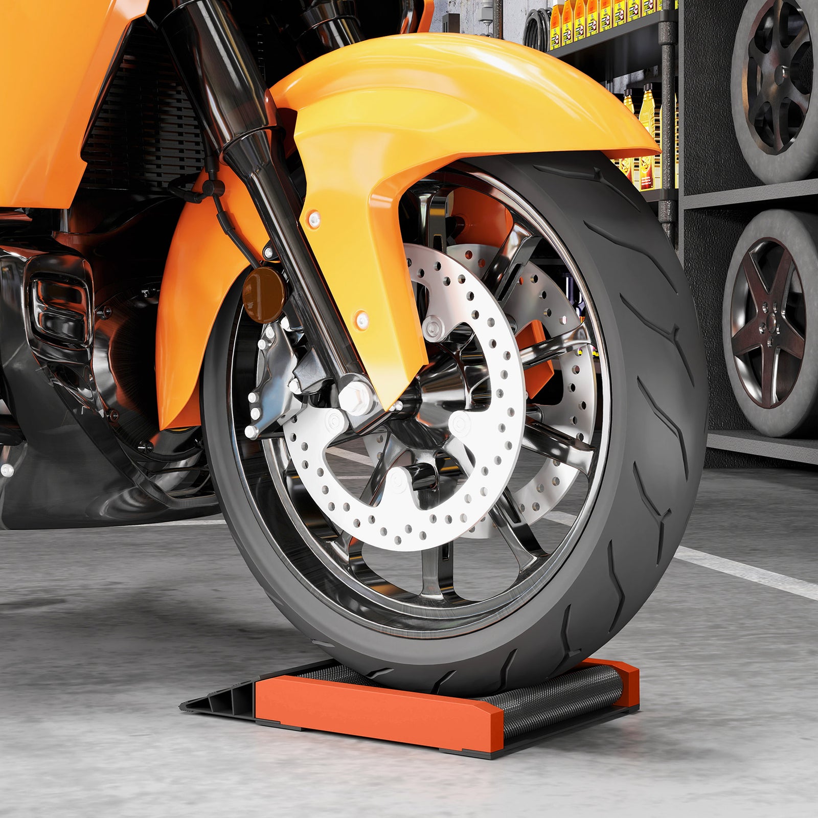 HOMCOM Motorcycle Wheel Roller Stand For Tyre Cleaning And Lubrication