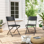 Set Of 2 Outdoor Rattan Plastic Folding Chairs Black/brown | One Size | Black
