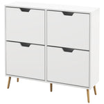 Shoe Storage Cabinet With 4 Flip Drawers For 16 Pairs | One Size | White