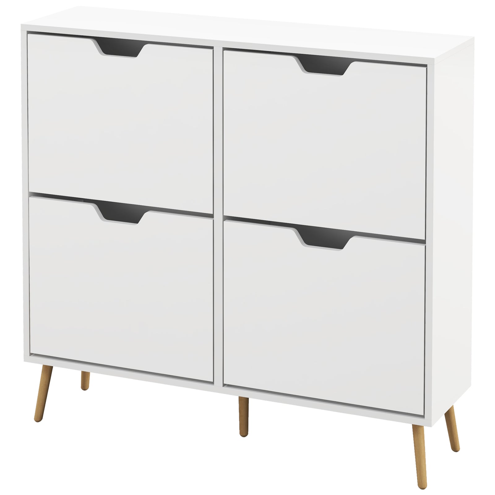 Shoe Storage Cabinet With 4 Flip Drawers For 16 Pairs | One Size | White