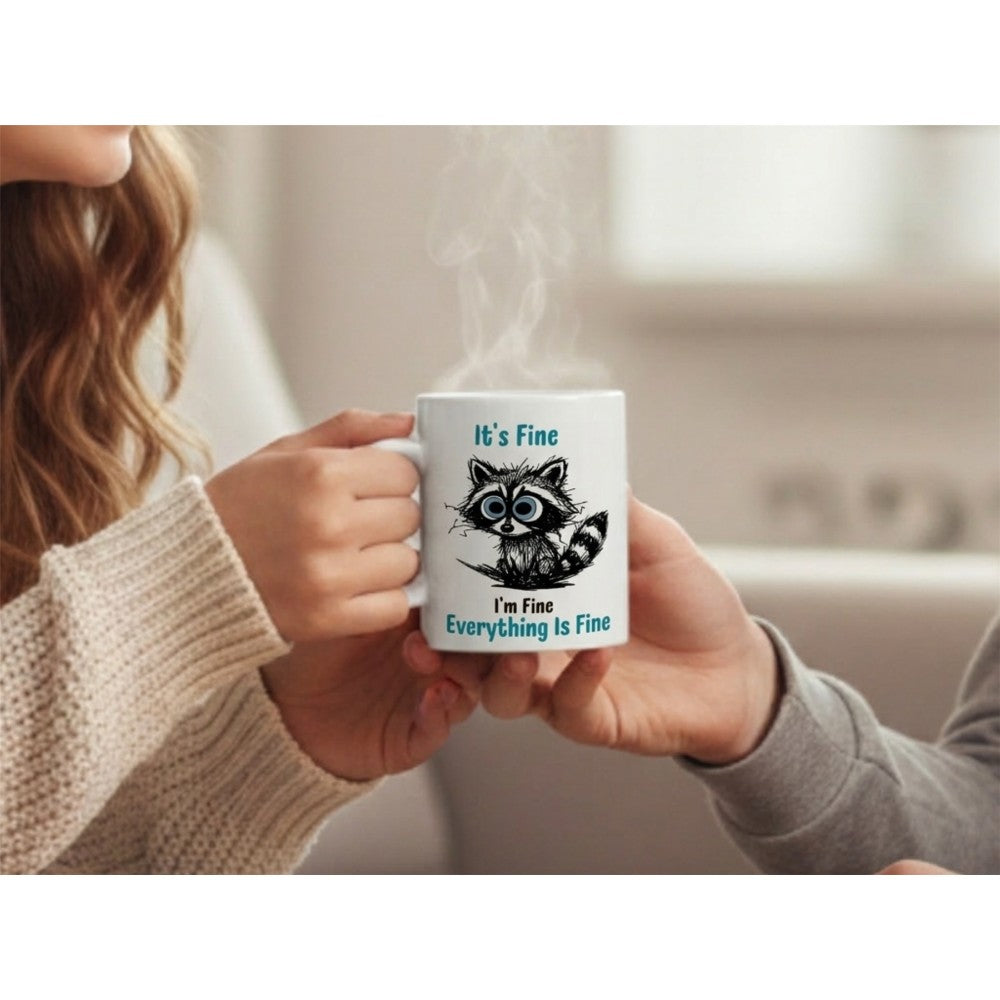 Dyzi It's Fine I Am Fine Everything Is Fine Funny Cat Quote Mug