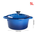 Enameled Cast Iron Dutch Oven With Lid, Heavy-duty Round Casserole Pot, Oven Safe Up To 500°f | 5l | Blue