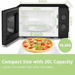 700w Countertop Microwave Oven, 20l Compact Microwave With Dual Control Knobs | Black