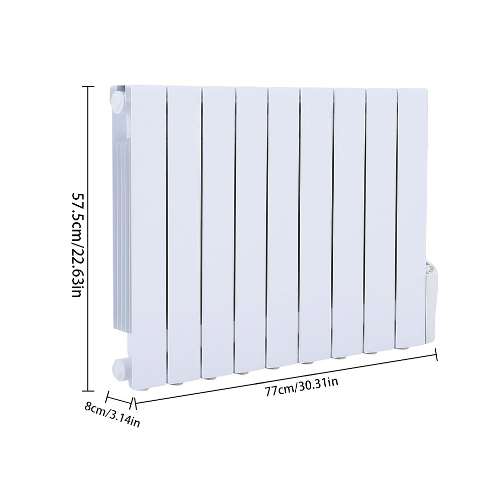 9 Fins 1500w White Electric Oil Filled Radiator Space Panel Heater With Led Screen