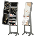Mirrored Jewellery Cabinet Lockable Jewellery Organiser | One Size | Gray