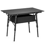 Outsunny Folding Camping Table W/ Adjustable Height, Storage Basket