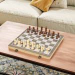 SPORTNOW 15 Inch Chess Set, Foldable Chess And Draughts Set, Brown
