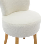 Breeins Modern Teddy Fleece Vanity Stool With Rubberwood Legs