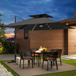 3.5x3m Cantilever Parasol, Solar Led Lights | Dark Grey