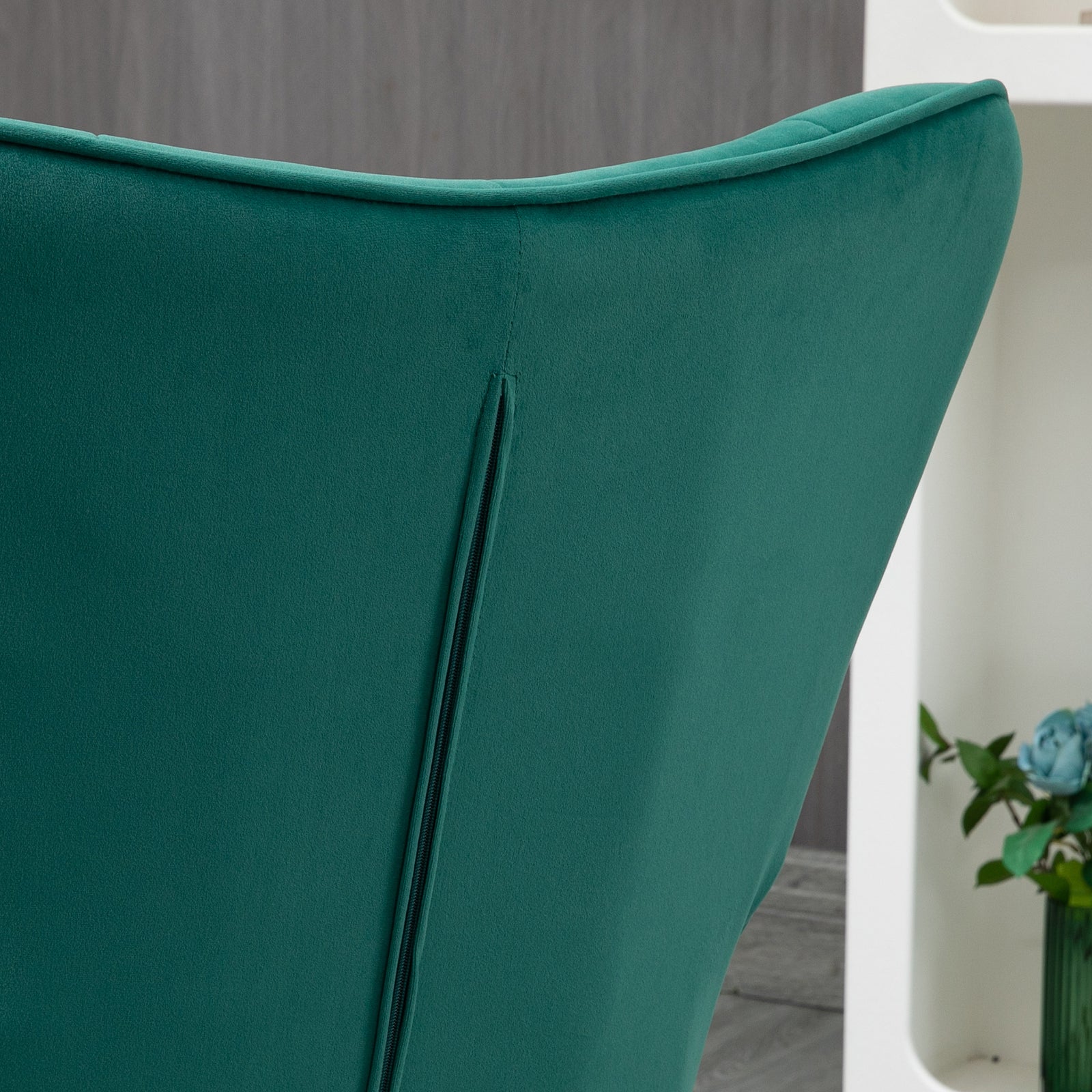 Button Tufted Armchair With Footstool Gold Tone Steel Legs | One Size | Green