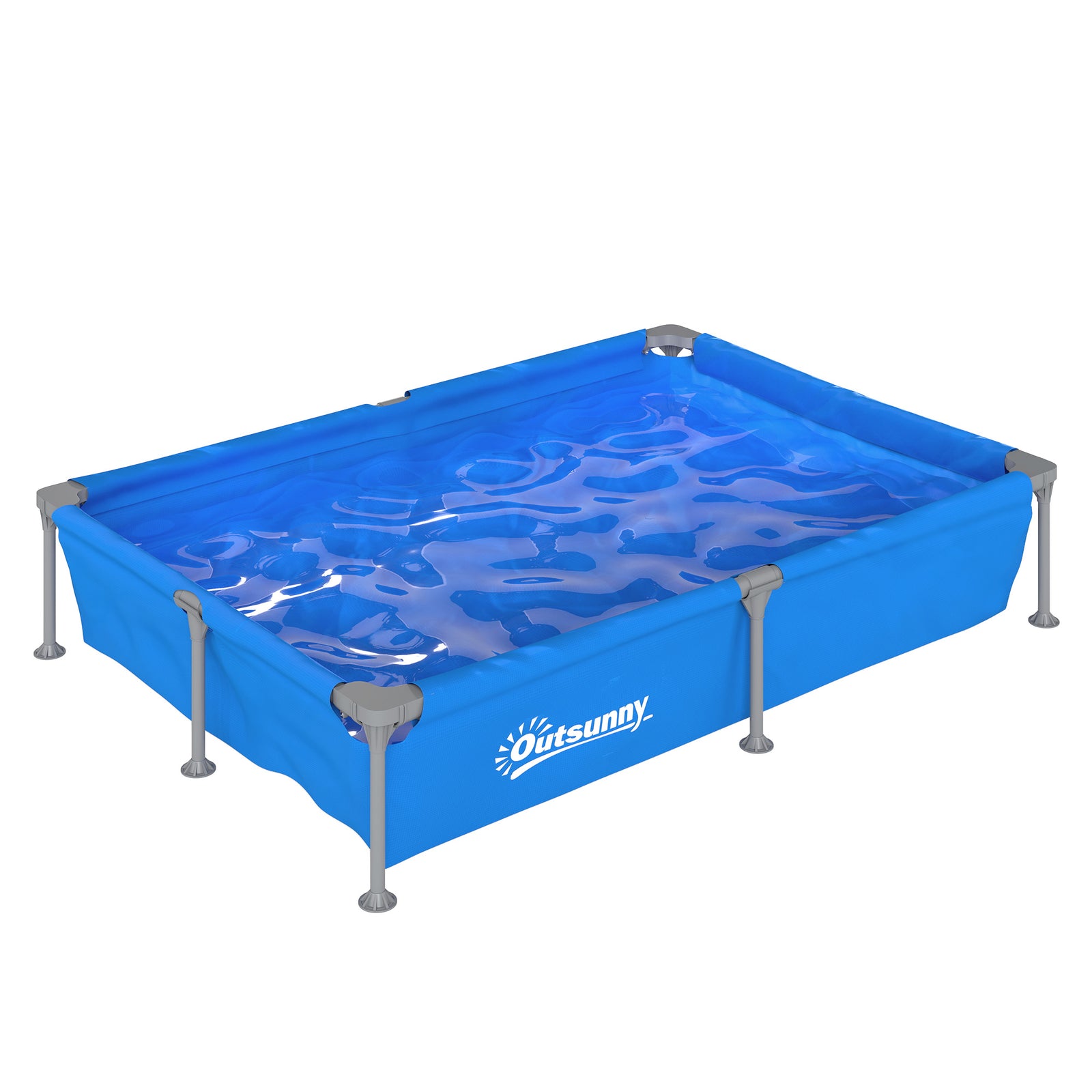 Outsunny Metal Frame Swimming Pool, Rectangle Frame Pool, 229 X 160 Cm