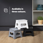 Compact Folding Step Stool With Non-slip Surface | Grey