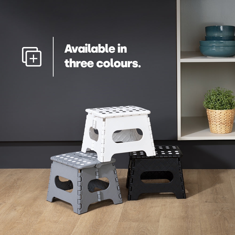 Compact Folding Step Stool With Non-slip Surface | Grey