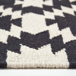 Zurich Handwoven Black And White Cotton Geometric Kilim Rug | 200cm | Black & White