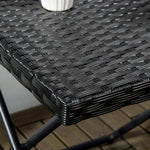 Folding Rattan Coffee Table W/ Steel Frame Bistro Garden | Black