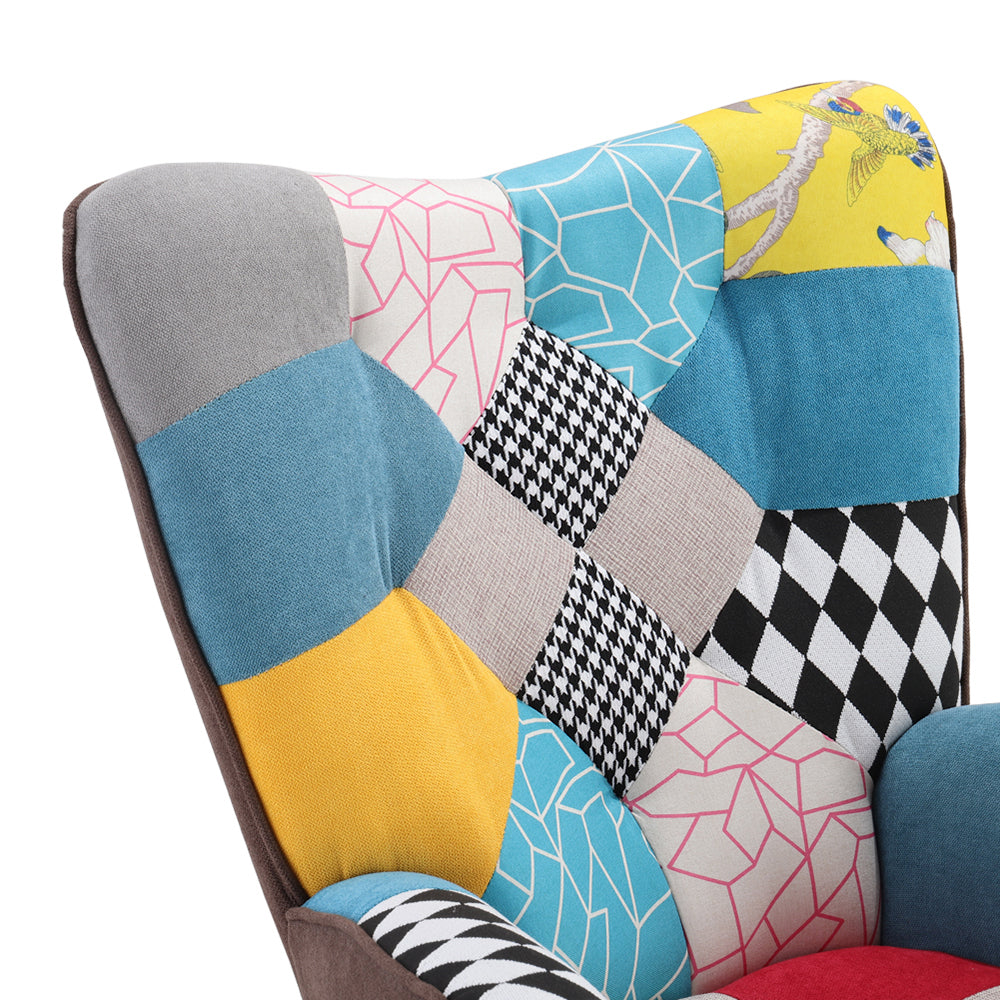 Tufted Button Linen Armchair With Wooden Legs