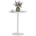 Dining Table, 60 Cm Round Kitchen Table For 2 With Steel Base | White