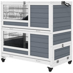 Double Deckers Indoor Rabbit Hutch W/ Feeding Trough, Slide-out Trays
