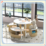 Five-piece Kids Table And Chairs Set With Storage | White