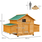 Wooden Chicken Coop, Poultry Cage With Nesting Boxes, Tray, Yellow