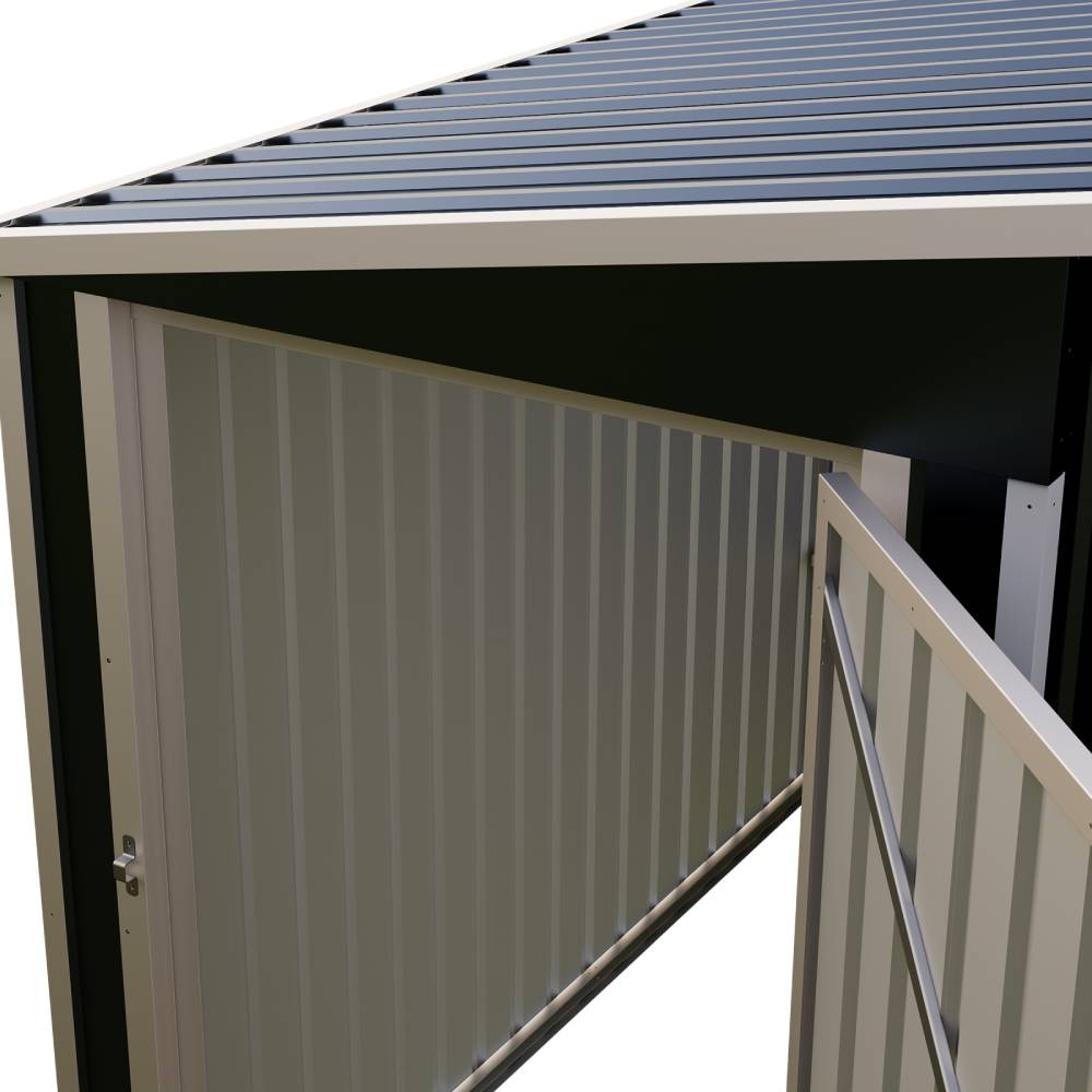 8x4 Ft Outdoor Metal Storage Shed with Pent Roof with Dual-Direction Access Doors & Adjustable Shelves, Weather-Resistant Garden Tool Storage House