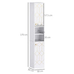 HOMCOM Slim Bathroom Cabinet, Bathroom Storage Cabinet With Doors, White